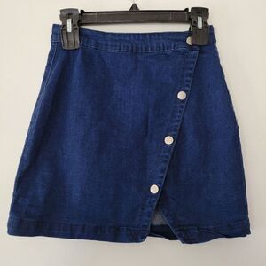 Harper Heritage Denim Blue Mini Skirt Wrap Small Cotton Blend